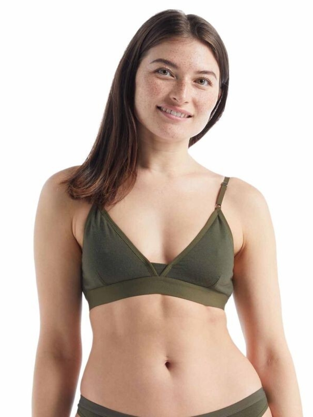 Icebreaker Olive Green Wireless Triangle Bralette